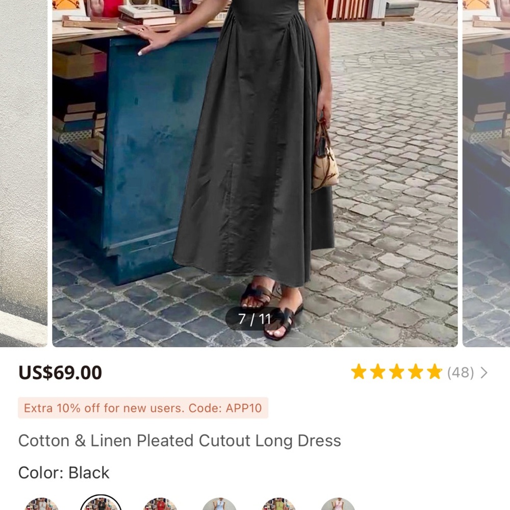 Black Pleated Cutout Long Dress - Picture 2 of 4